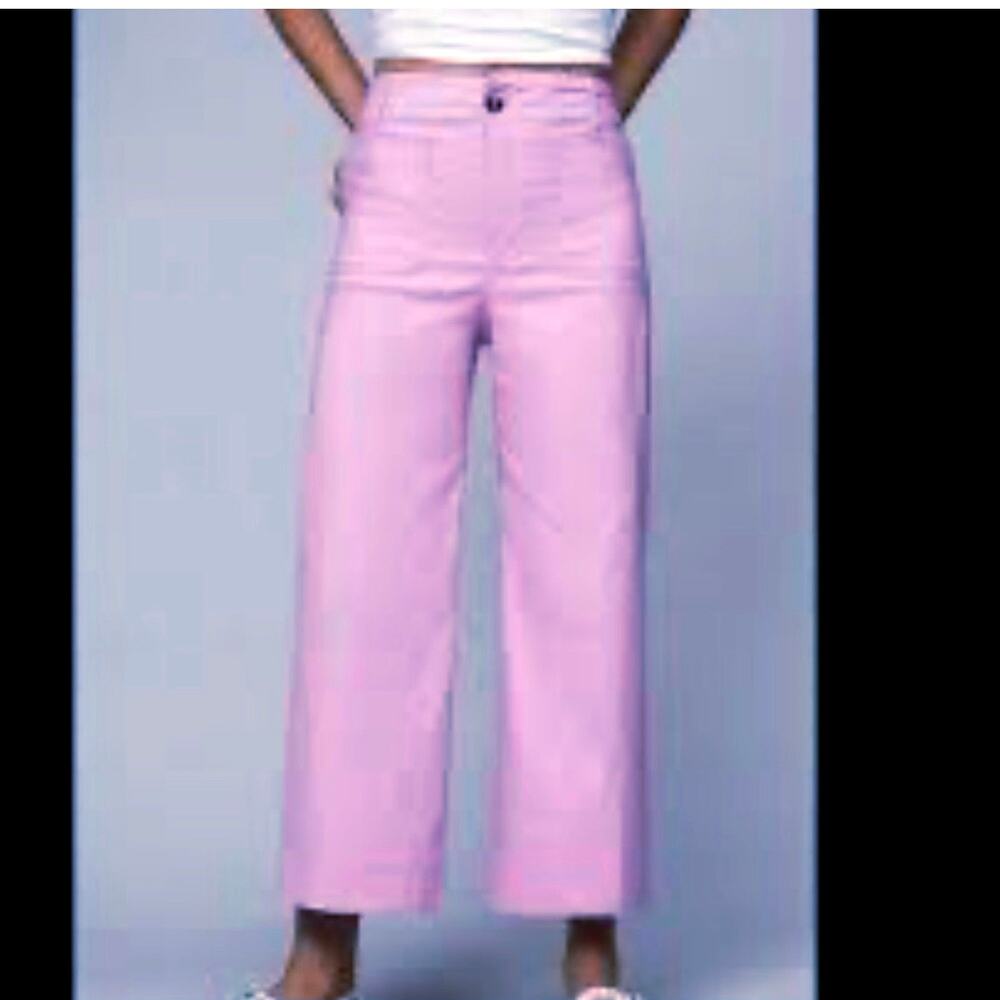 Anthropologie Maeve The Colette Cropped Wide-Leg Pants Women 27 petite pink